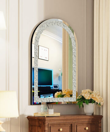 Arched Crystal Crushed Diamond Wall Accent Mirror Wall Decorative