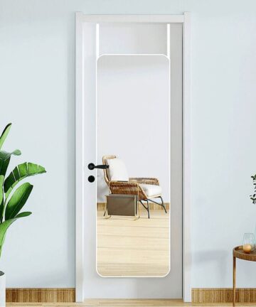Full Length Mirror with Rounded Corners Door Hanging White
