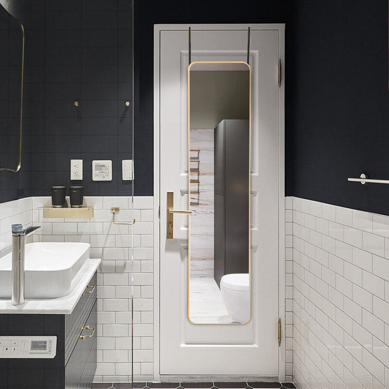Full Length Mirror with Rounded Corners Door Hanging Gold Medium Mirror - Image 2
