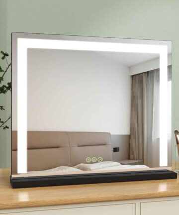 S'AFIELINA Hollywood Vanity Mirror with Lights, LED Hollywood Mirror with Dimmable, Touch Screen Control, Dressing Table Mirror with Lights, 600x520x120mm, Black