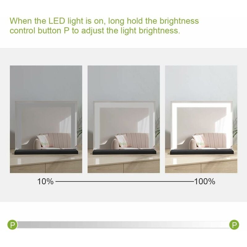 S'AFIELINA Hollywood Vanity Mirror with Lights, LED Hollywood Mirror with Dimmable, Touch Screen Control, Dressing Table Mirror with Lights, 600x520x120mm, Black - Image 4