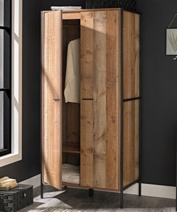 Hoxton 2 Door Wardrobe Distressed Oak Effect