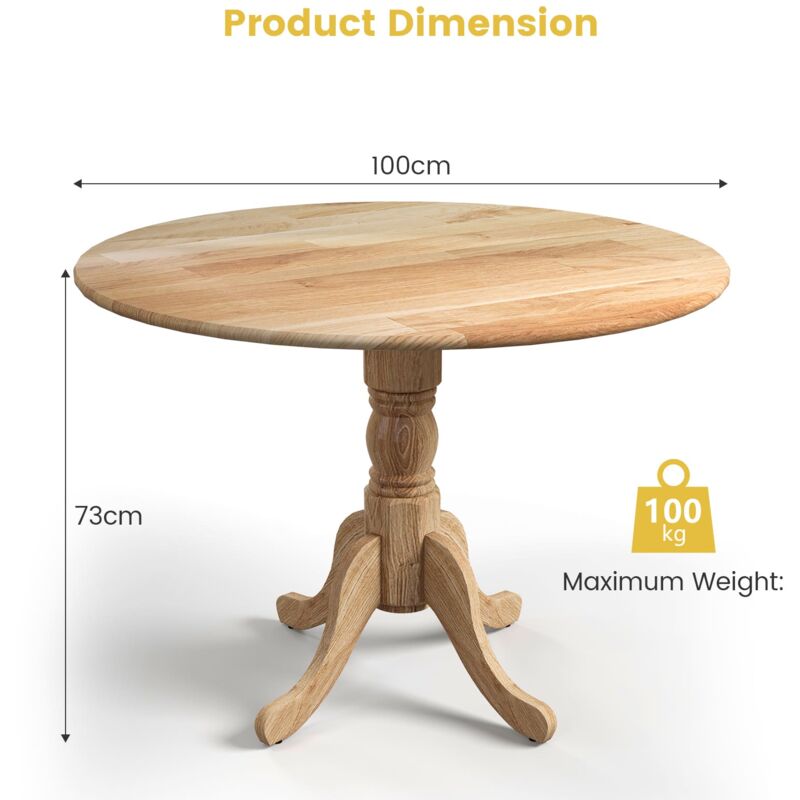 Rustic Dining Table Wooden Dining Table 4-Person Round Table - Image 2