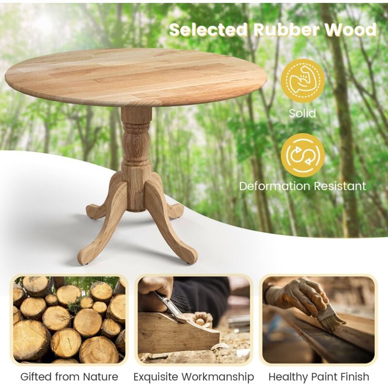 Rustic Dining Table Wooden Dining Table 4-Person Round Table - Image 4