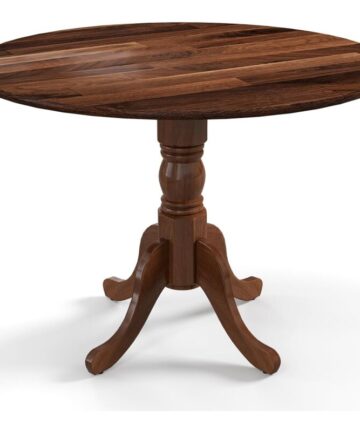 Kitchen Dining Table Round Wooden Dining Table With Curved Trestle Legs 4-person