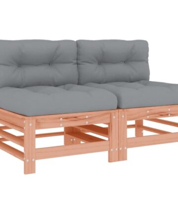Middle Sofas with Cushions 2 pcs Solid Wood Douglas vidaXL