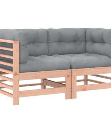 Corner Sofas with Cushions 2 pcs Solid Wood Douglas vidaXL