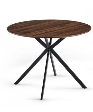 Dining Table, 100x74.5cm Round Kitchen Table with Black Legs, Anti-slip Foot Pads for Living Room