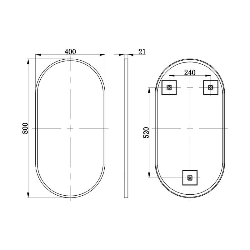 Signature Olivia Oblong Bathroom Mirror 800mm H x 400mm W - Matt Black - Image 2