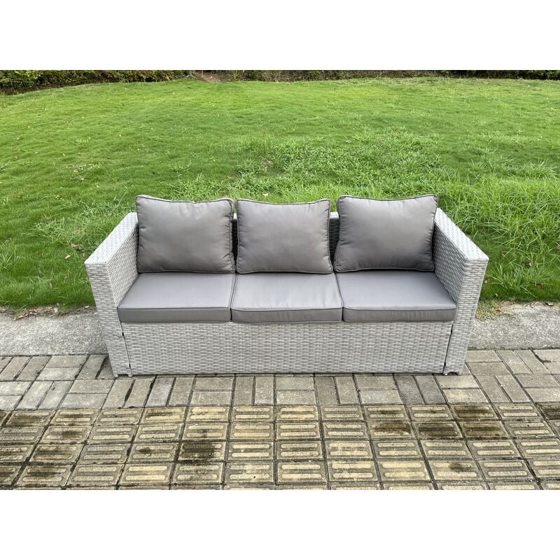 Fimous 11 Seater PE Rattan Garden Funiture Set Outdoor Height Adjustable Rising Lifting Table Sofa Dining Set with 2 Side Tables 2 Big Footstools - Image 4