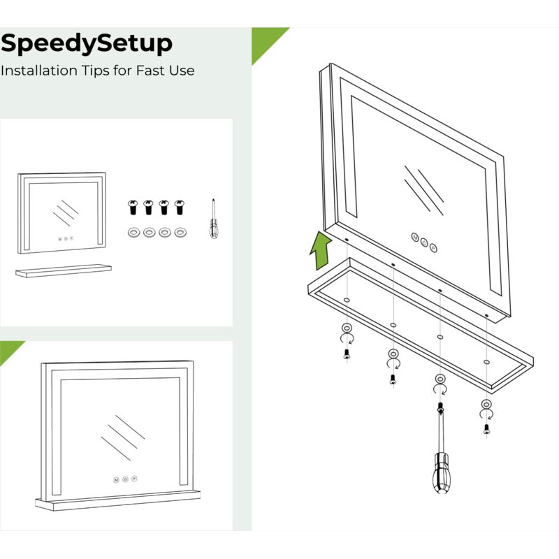 S'AFIELINA Hollywood Makeup Mirror with LED Lights Dimmable Tabletop Makeup Mirror with 3 Color lights, 600x520x120mm, White - Image 4