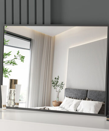 Heilmetz Decorative Wall Mirror Simple Wall Mounted/Desktop Mirror Aluminium Frame Black 60Ã—80 cm