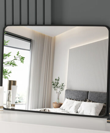 Heilmetz Decorative Wall Mirror Simple Wall Mounted/Desktop Mirror Aluminium Frame Black 50Ã—70 cm