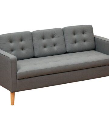 HOMCOM Modern 3 Seater Sofa with Hidden Storage and Rubber Wood Legs, Grey