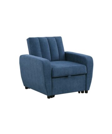 Modern and Versatile Velvet 1 Seater Chair Bed, Living Room Furniture, Guest Bed - Blue