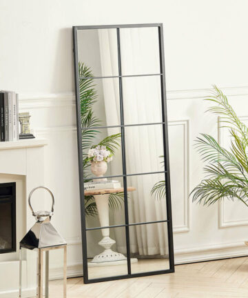 Modern Rectangle Black Window Full Length Slim Wall Mirror