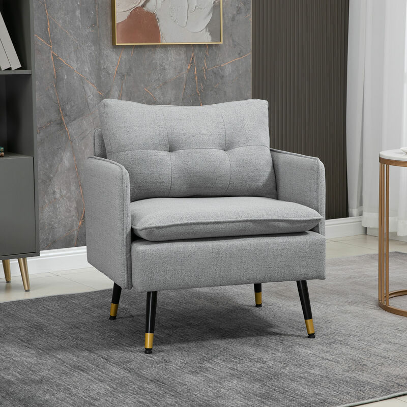 HOMCOM Modern Upholstered One Seater Sofa for Bedroom Living Room Dark Grey - Image 3