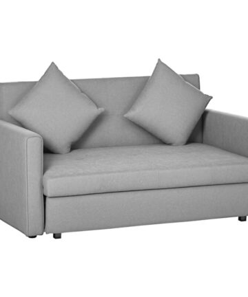 HOMCOM Convertible 2 Seater Sofa Bed with 2 Cushions Storage for Living Room Light Grey