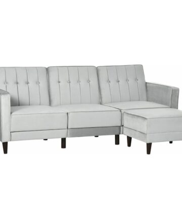 HOMCOM Upholstered Sofa Bed Reversible Sectional Sofa Set Velvet-Touch Sleeper
