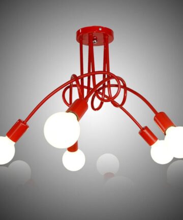 5 Lights Ceiling Light Industrial Vintage Pendant Lamp Red Chandelier for Bedroom Kitchen Hallway