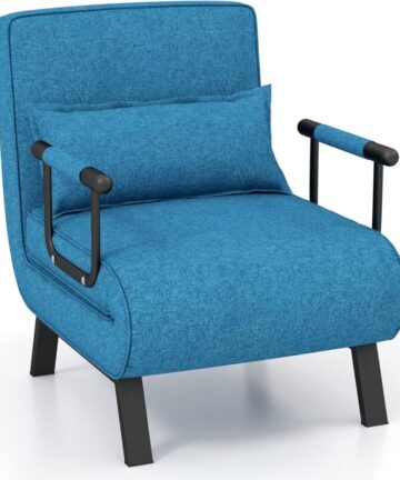 Convertible Single Folding Sofa Bed Sleep Chair 6 Positions Adjustable Backrest