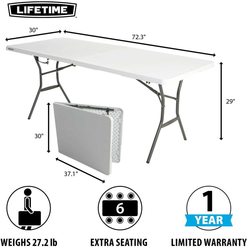 Lifetime 6-Foot Fold-In-Half Table (Essential) - Image 2