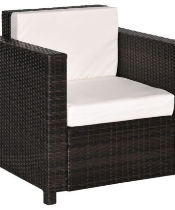 Garden Patio Rattan Wicker Furniture Single Cube Chair Sofa Outdoor Brown