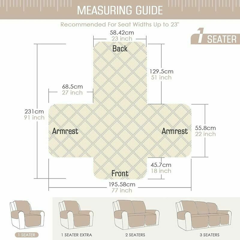 Sofa Slipcovers Slipcover Recliner Chair Slipcover Couch Cover, Reversible Recliner Chair Cover with Adjustable Elastic Strap, Washable Recliner Chair Slipcover Seat Protector - Image 3
