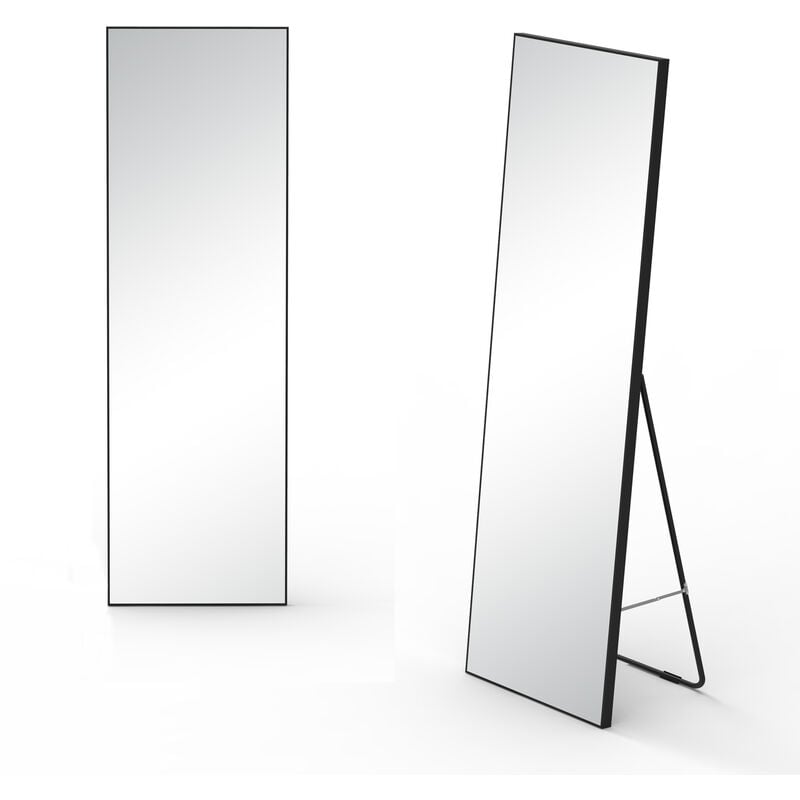 Full Length Mirror 150x50cm, Free Standing Leaning Mirror Door Hanging Mounted Mirror Aluminum Frame Modern Simple Home Decor for Living Room Bedroom Cloakroom, Black - Image 3