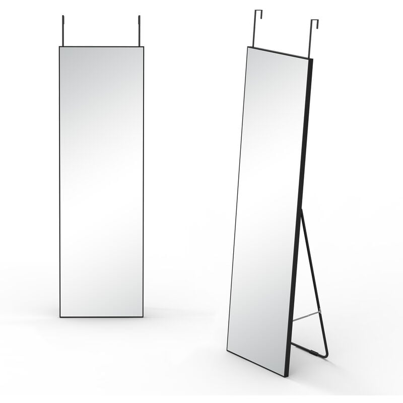Full Length Mirror 150x50cm, Free Standing Leaning Mirror Door Hanging Mounted Mirror Aluminum Frame Modern Simple Home Decor for Living Room Bedroom Cloakroom, Black - Image 4