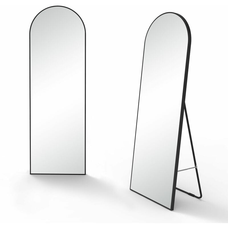 Arched Full Length Mirror 150cm, Free Standing Leaning Mirror Hanging Mounted Mirror Aluminum Frame Modern Simple Home Decor for Living Room Bedroom Cloakroom, Black - Image 3