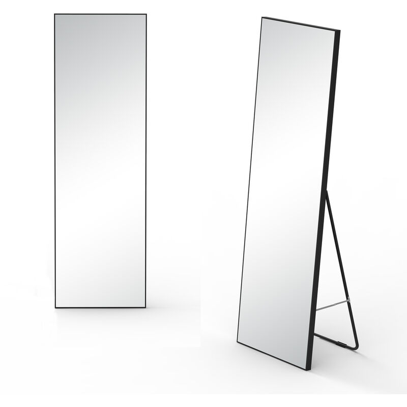 Full Length Mirror 140x50cm, Free Standing Leaning Mirror Door Hanging Mounted Mirror Aluminum Frame Modern Simple Home Decor for Living Room Bedroom Cloakroom, Black - Image 3