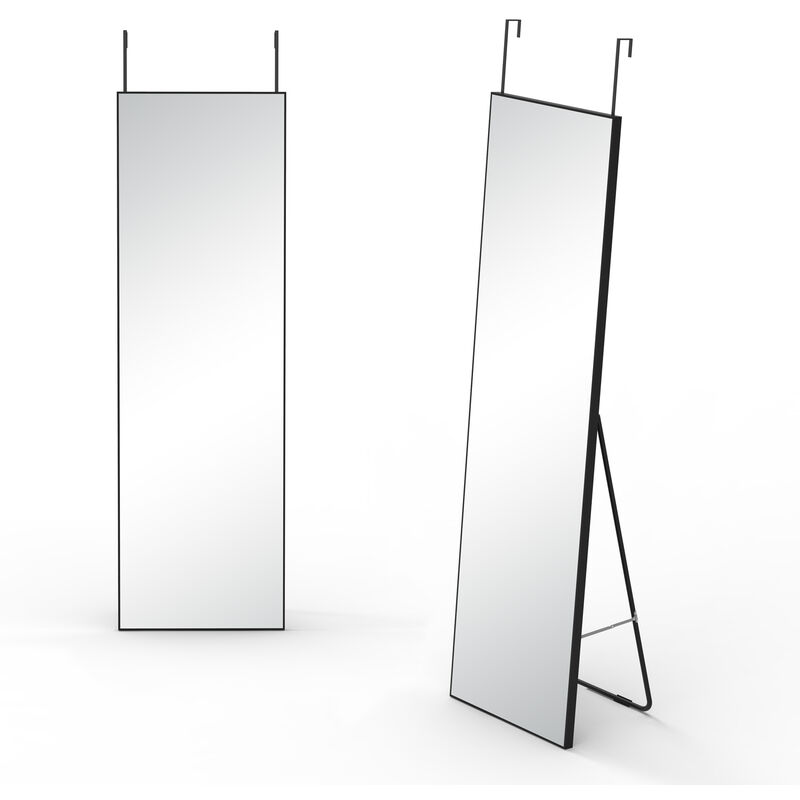 Full Length Mirror 140x50cm, Free Standing Leaning Mirror Door Hanging Mounted Mirror Aluminum Frame Modern Simple Home Decor for Living Room Bedroom Cloakroom, Black - Image 4