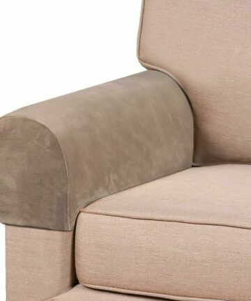 Thick Velvet Stretch Armrest Covers for Chairs and Sofas Armchair Slipcovers Sofa Arm Covers Non-Slip Couch Armrest Covers (Taupe)