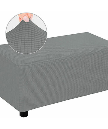 Ottoman Cover Rectangular Footstool Cover Sofa Cover Stool Cover Footstool Cover Feature Stretch Thick Soft Jacquard Fabric Removable Washable - Gray