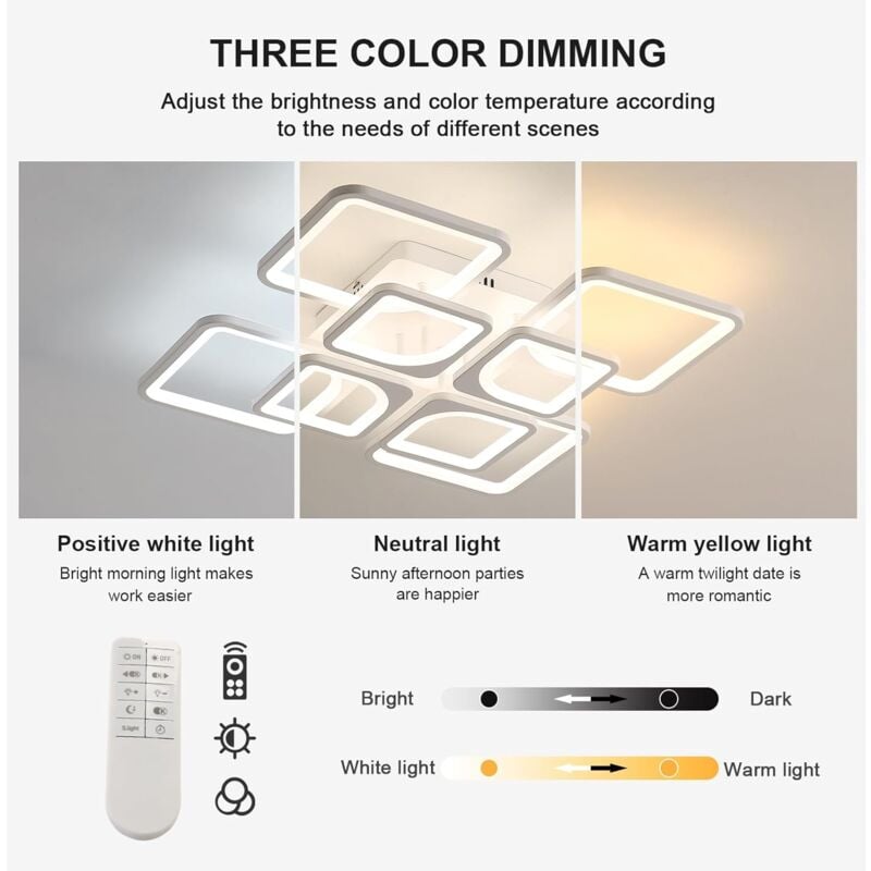 COMELY LED Ceiling Light, 100W Dimmable LED Ceiling Lamp, 8000LM Dimmable Pendant Light 30006000K for Living Room, Office, Dining Room - Image 2