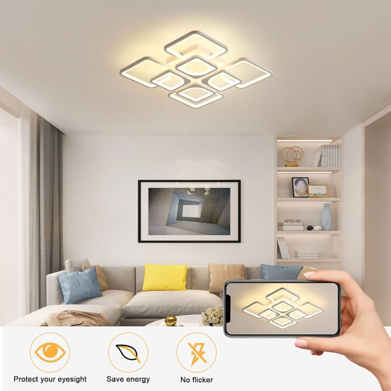 COMELY LED Ceiling Light, 100W Dimmable LED Ceiling Lamp, 8000LM Dimmable Pendant Light 30006000K for Living Room, Office, Dining Room - Image 3