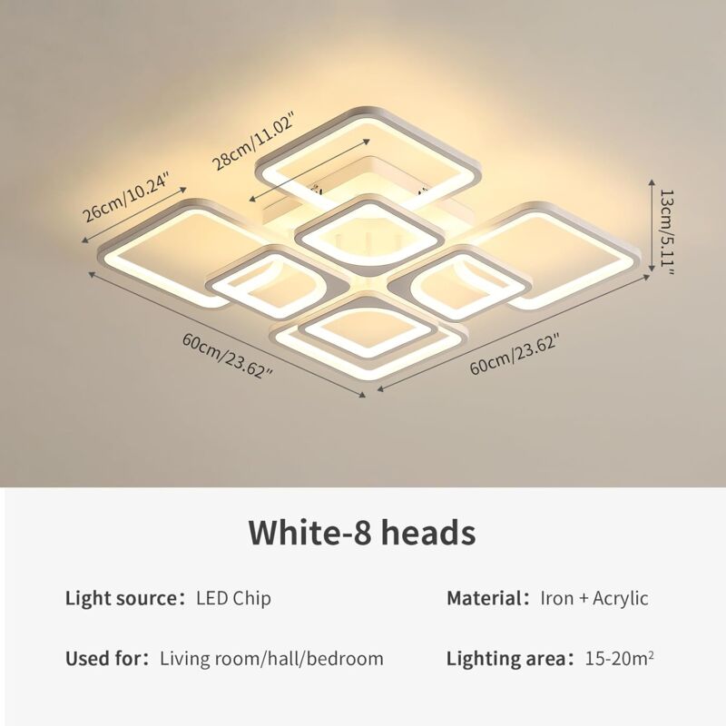 COMELY LED Ceiling Light, 100W Dimmable LED Ceiling Lamp, 8000LM Dimmable Pendant Light 30006000K for Living Room, Office, Dining Room - Image 4
