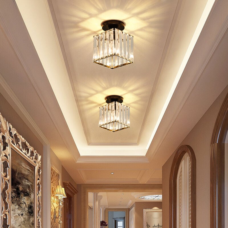 COMELY Modern Ceiling Light,Creative Mini Ceiling Lights,E27 Chandelier Ceiling Lamp,for Hallway,Stairs,Entrance,Bedroom,Living Room,Bar,Restaurant,Cafe,Clothing Store,Crystal Ceiling Light(Square/Bla - Image 4