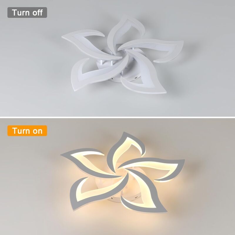 COMELY Modern LED Ceiling Light, 48W 6500LM Acrylic Creative Flower Shape 5 Heads Warm White 3000K for Living Room Bedroom Dining Room Kitchen - Image 3