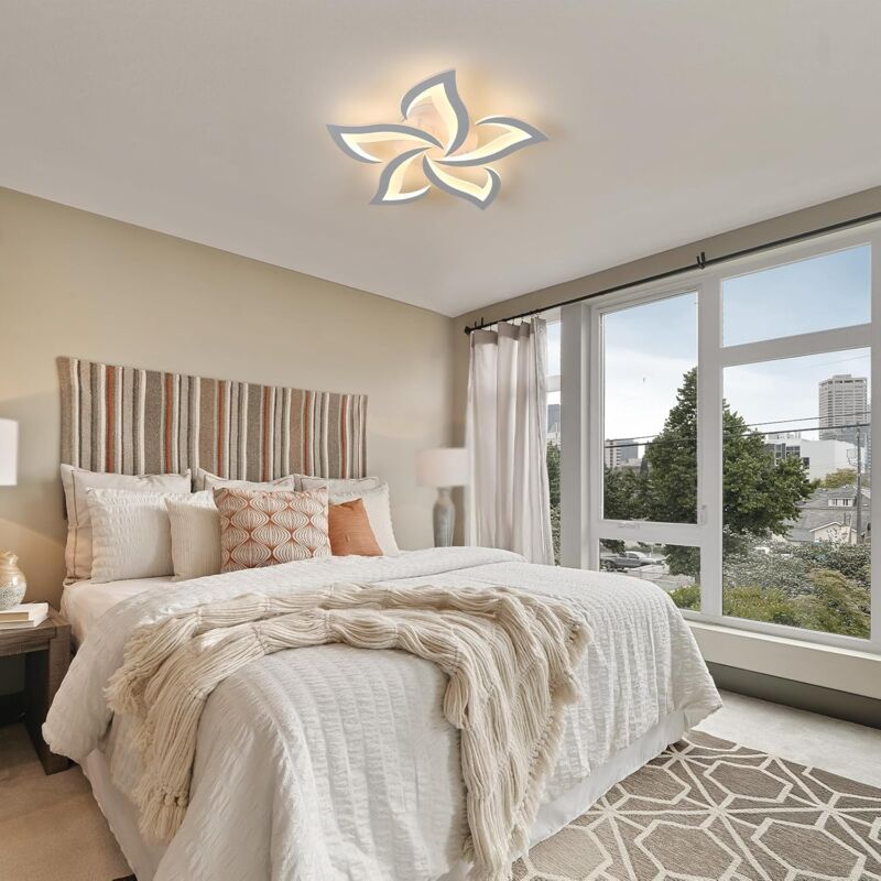 COMELY Modern LED Ceiling Light, 48W 6500LM Acrylic Creative Flower Shape 5 Heads Warm White 3000K for Living Room Bedroom Dining Room Kitchen - Image 4