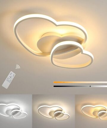 COMELY Modern Heart-shaped LED Ceiling Light Perfect for Living Room, Bedroom, Dining Room, Children's Room - 64W - White - Dimmable with Remote Control