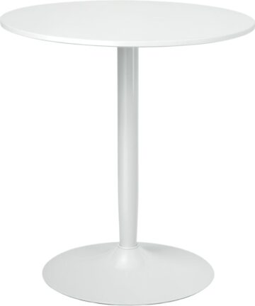 HOMCOM Round Dining Table w/ Steel Base, Non-slip Pad for Living Room White