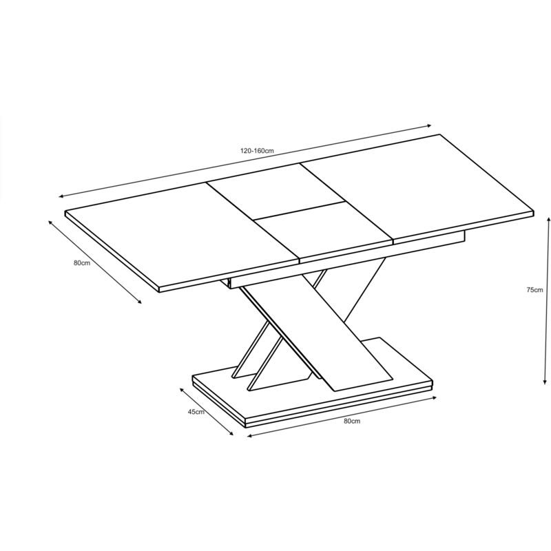 Furneo Modern Dining Table Only Extendable 120-160cm Grey Marble Effect Tavolo02 MDF - Image 3