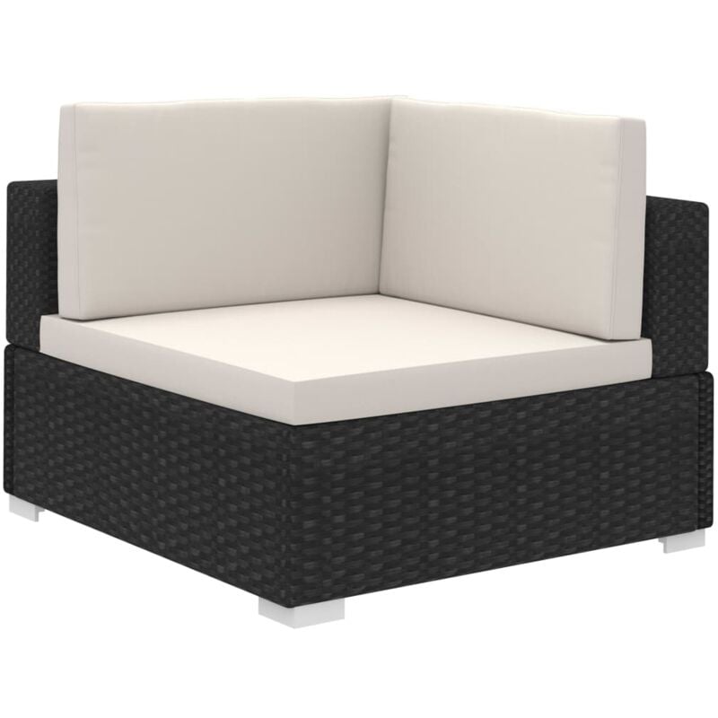 6 Piece Garden Lounge Set with Cushions Poly Rattan Black vidaXL - Image 4