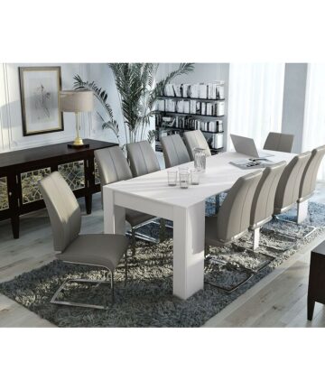 Table Ã manger moderne, Console extensible jusqu'Ã 10 places, Dimensions 90 x 51 x 77 cm (jusqu'Ã 237 avec rallonges), Couleur blanche