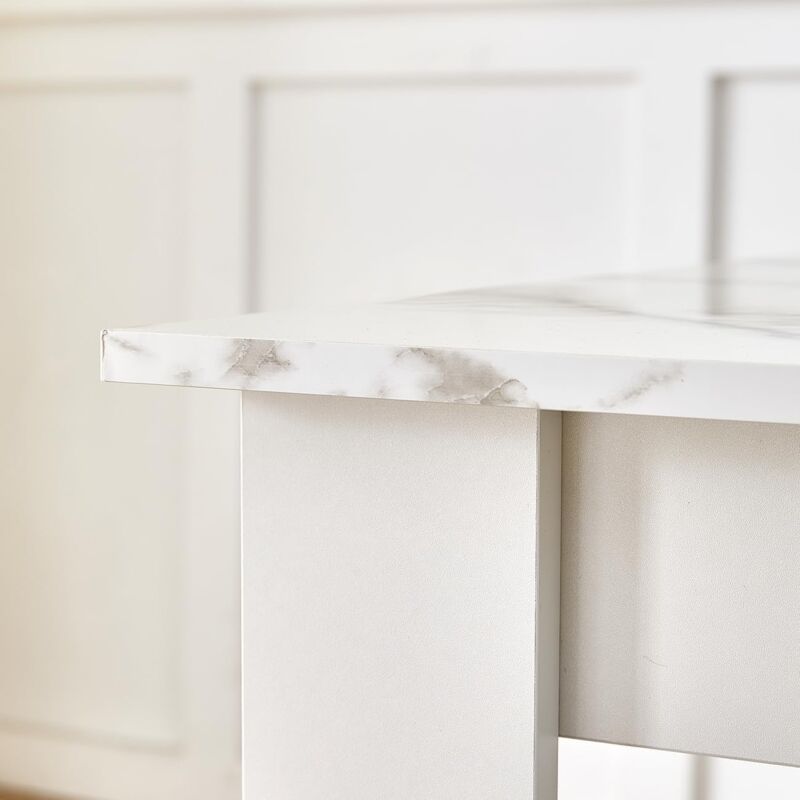 Small Dining Table 75x75cm Square Table High Gloss Table Top Kitchen Table Home Furniture (Marble-White) - Image 3