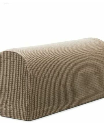 Set of 2 armrest covers in waterproof non-slip stretch elastane fabric for armchairs, sofas, recliners (sand)