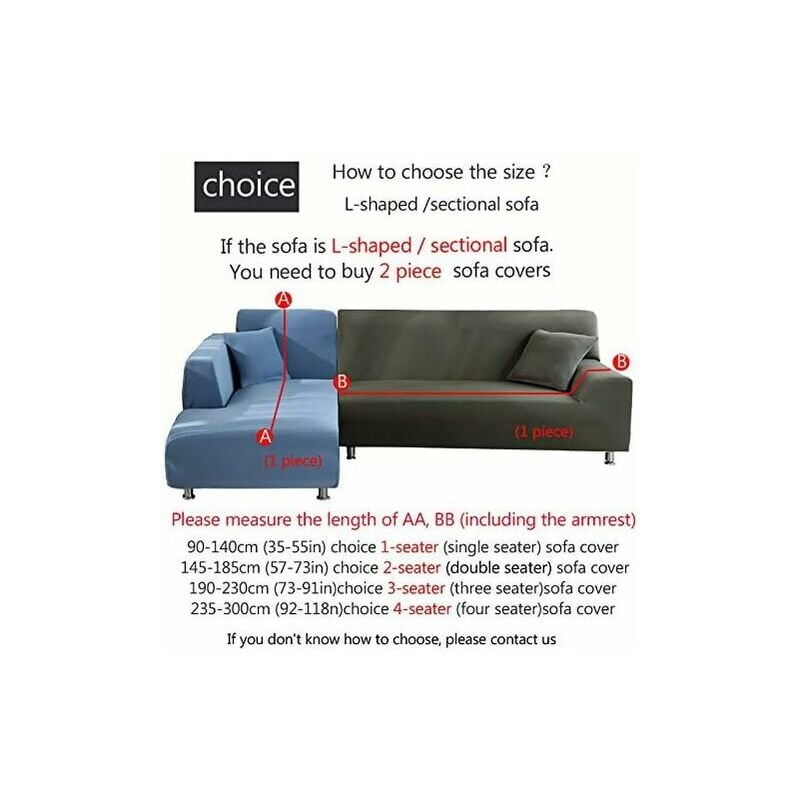 Corner Sofa Cover with Armrests Sofa Cover Stretch L-Shaped Protective Sofa (L-Shaped Corner Sofa, Please Buy Two Pieces)-Single Light Gray 90-140cm - Image 4