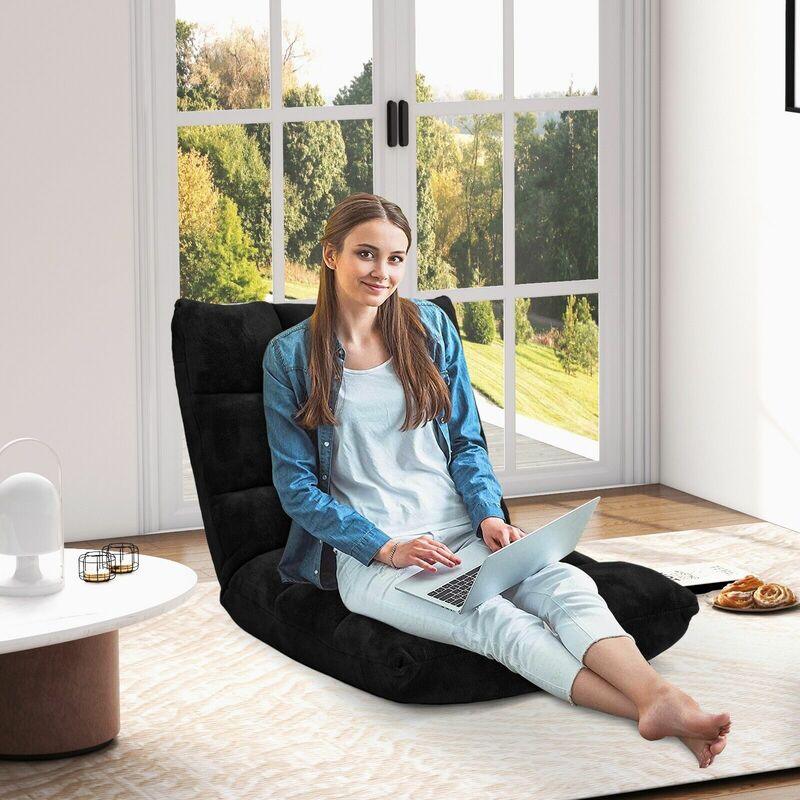 14 Position Adjustable Floor Chair Padded Gaming Sofa Recliner Lounger with Back - Image 3